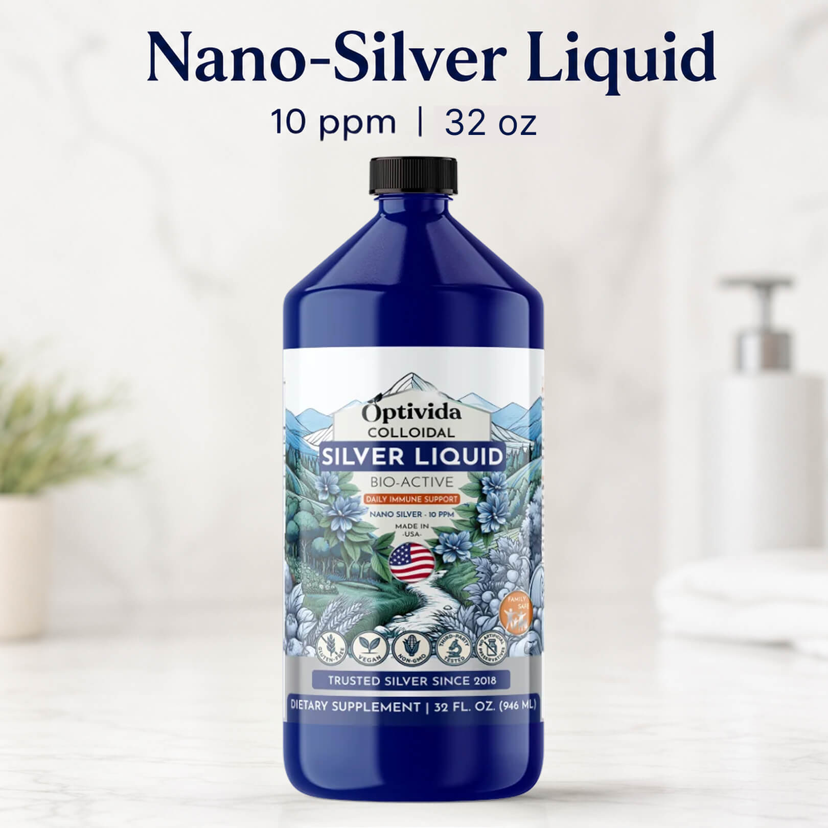 Silver Liquid - 32 oz. - 10ppm – Optivida Health